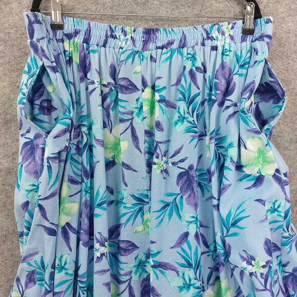 Woman Within Skirt Sz L 18/20 Floral Linen Rayon Pockets Summer Maxi Office Wear - Picture 7 of 10